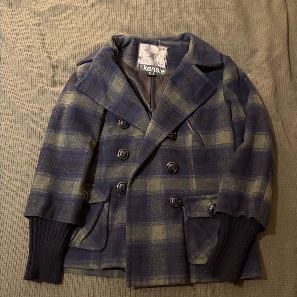 kensie plaid pea coat